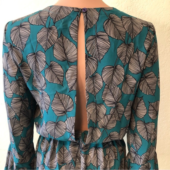 Mas Animale Overall Romper Women’s Size 36(XS/S) Green/Gray Long Flared Sleeves - Picture 6 of 16